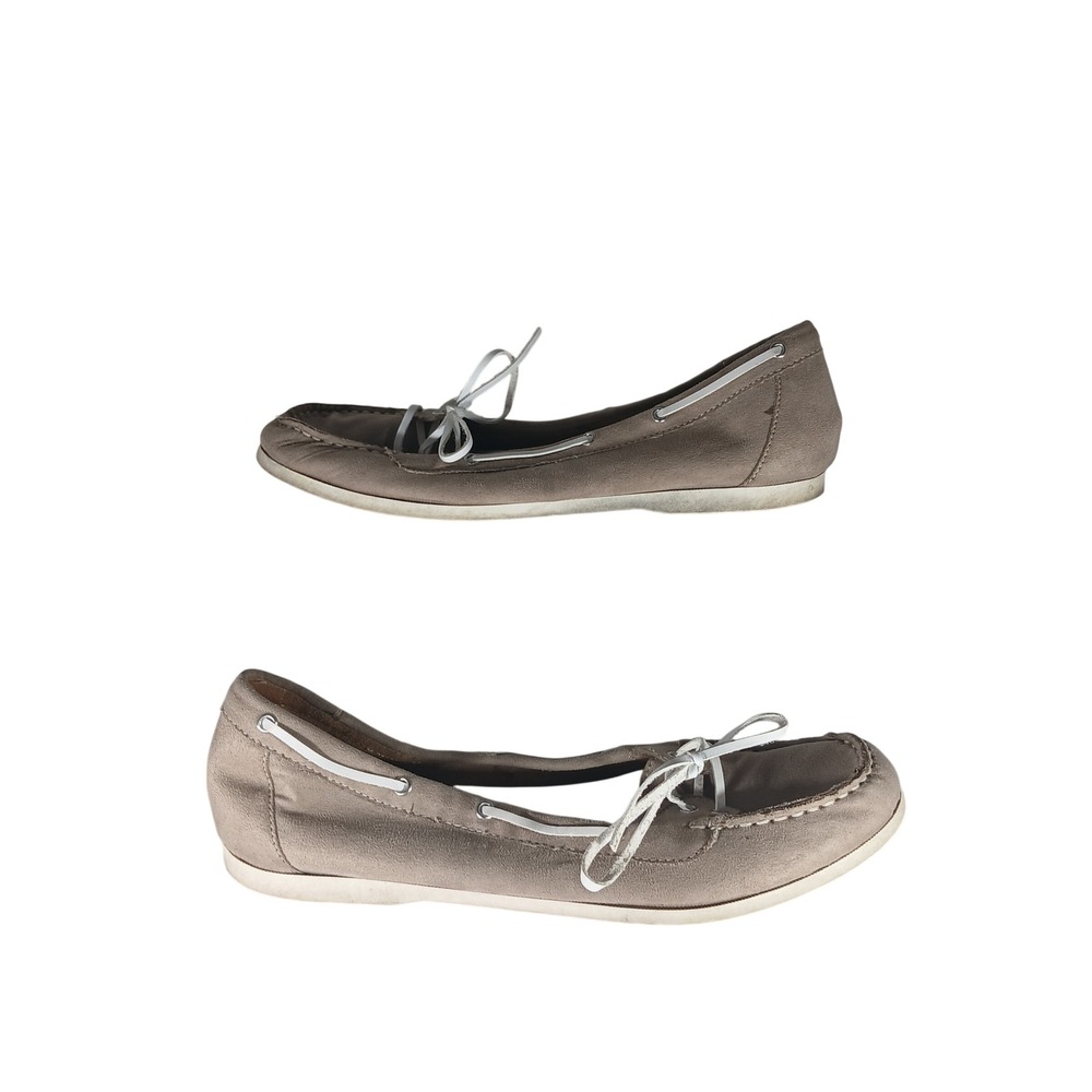 Naturalizer Sunny Boat Shoes 11 Taupe Suede Loafers Nautical Preppy Casual Flat